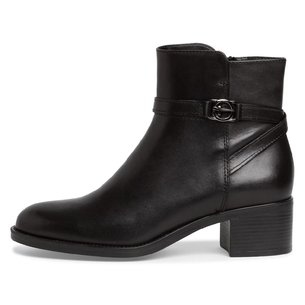 Tamaris Stiefelette Blockabsatz Businessschuh Mit Zierband Und Logo-Schmuckelement ▷ Für