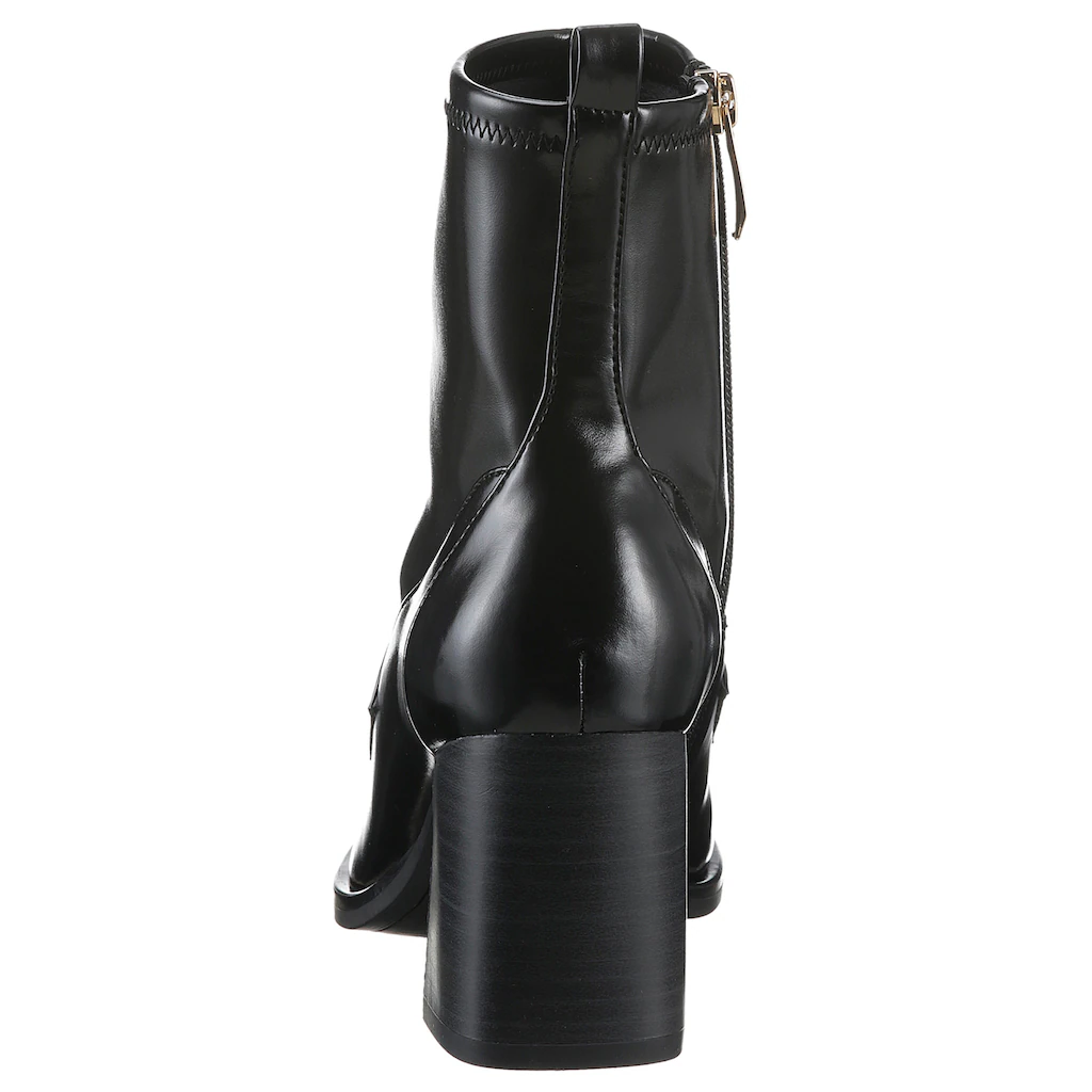 Tamaris Stiefelette Blockabsatz Partyschuh Mit Eleganter Zierkette Und Logoemblem ▷ Für