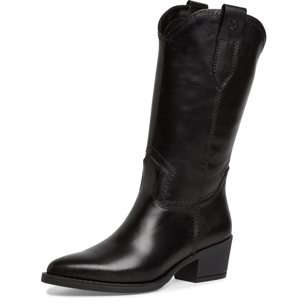 Tamaris Westernstiefel Blockabsatz Langschaftstiefel mit Ziernähten in spitzer Form bestellen