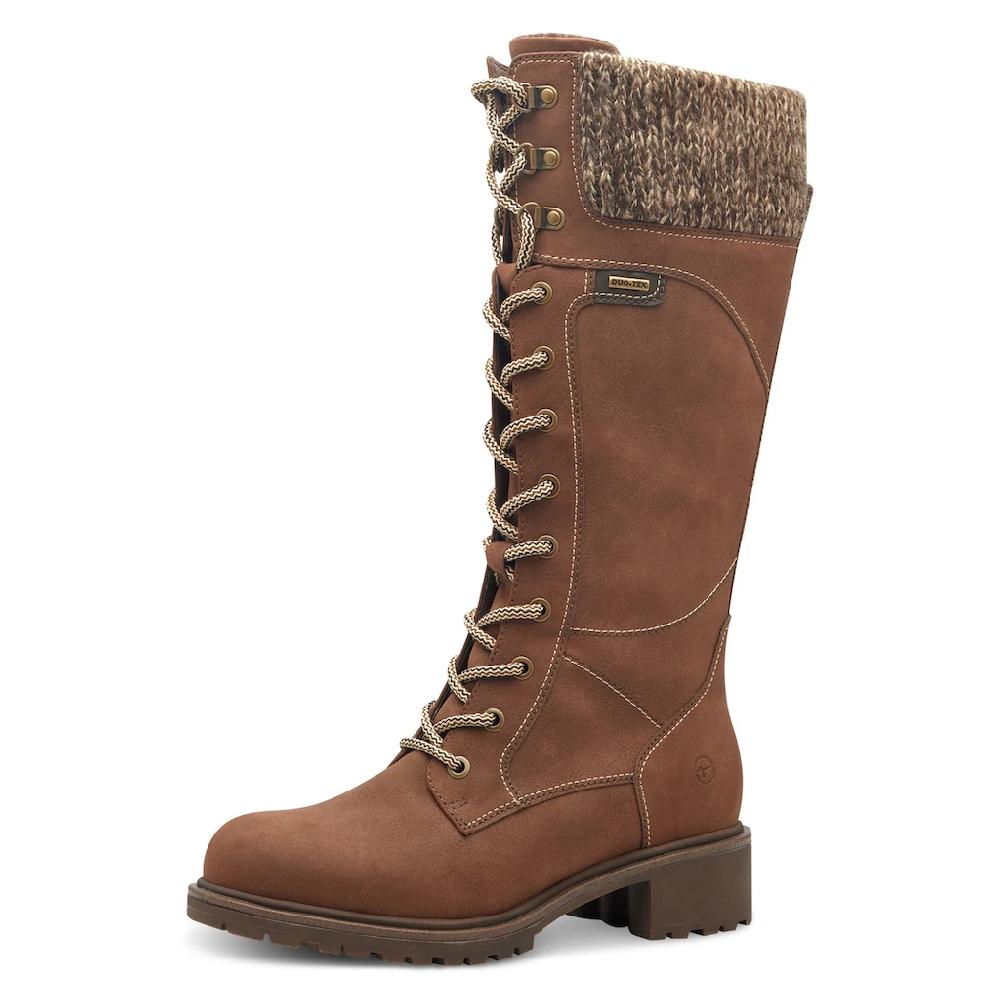 Tamaris Winterstiefel Blockabsatz Schnürstiefel Langschaftstiefel vegane Verarbeitung ▷ für