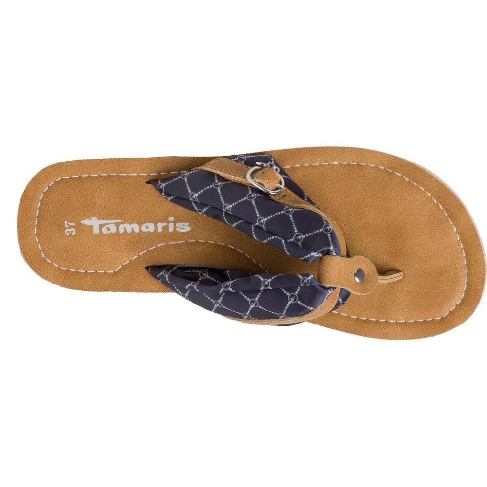 Tamaris Zehentrenner »AVRIL« Sommerschuh Flats Schlappen Mit T-Logoanhänger