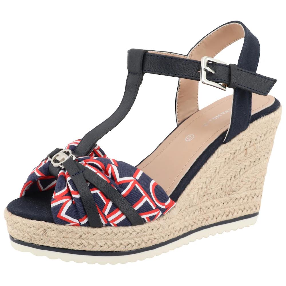 TOM TAILOR High-Heel-Sandalette Sommerschuh Sandale Keilabsatz mit logobedruckter Bandage online kaufen