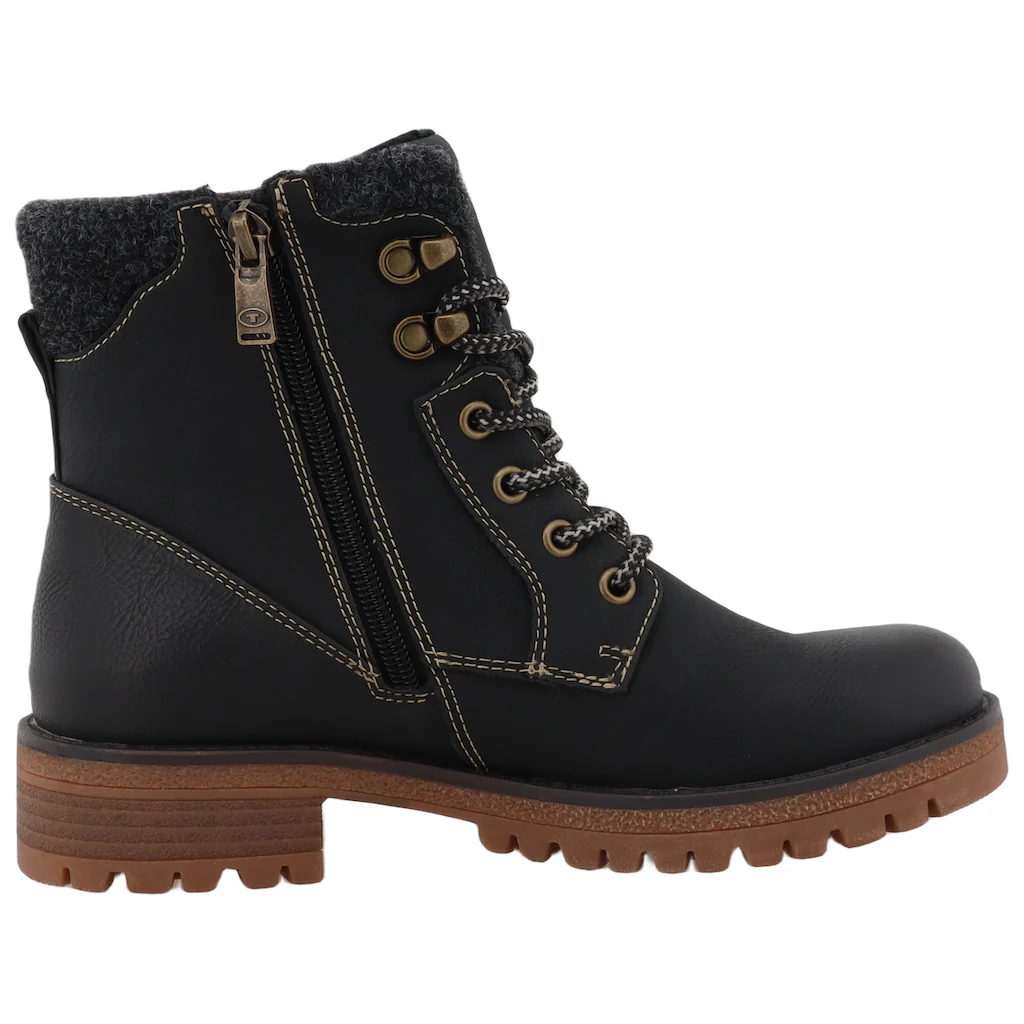 TOM TAILOR Schnürboots Blockabsatz Outdoorschuh Schnürstiefelette Mit Reißverschluss Online Kaufen