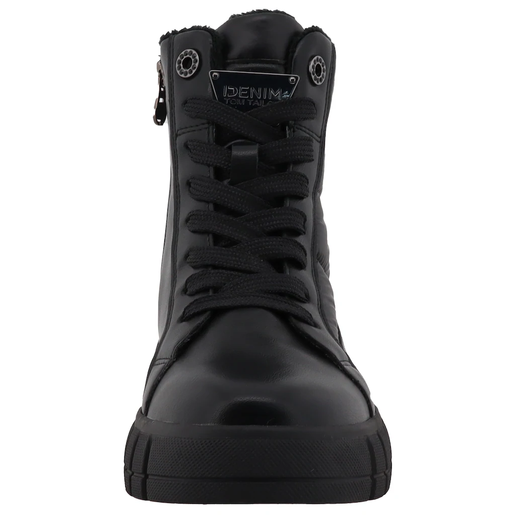 TOM TAILOR Schnürboots Keilabsatz Plateau Schnürstiefelette Mit Schöner Ziersteppung ▷ Für