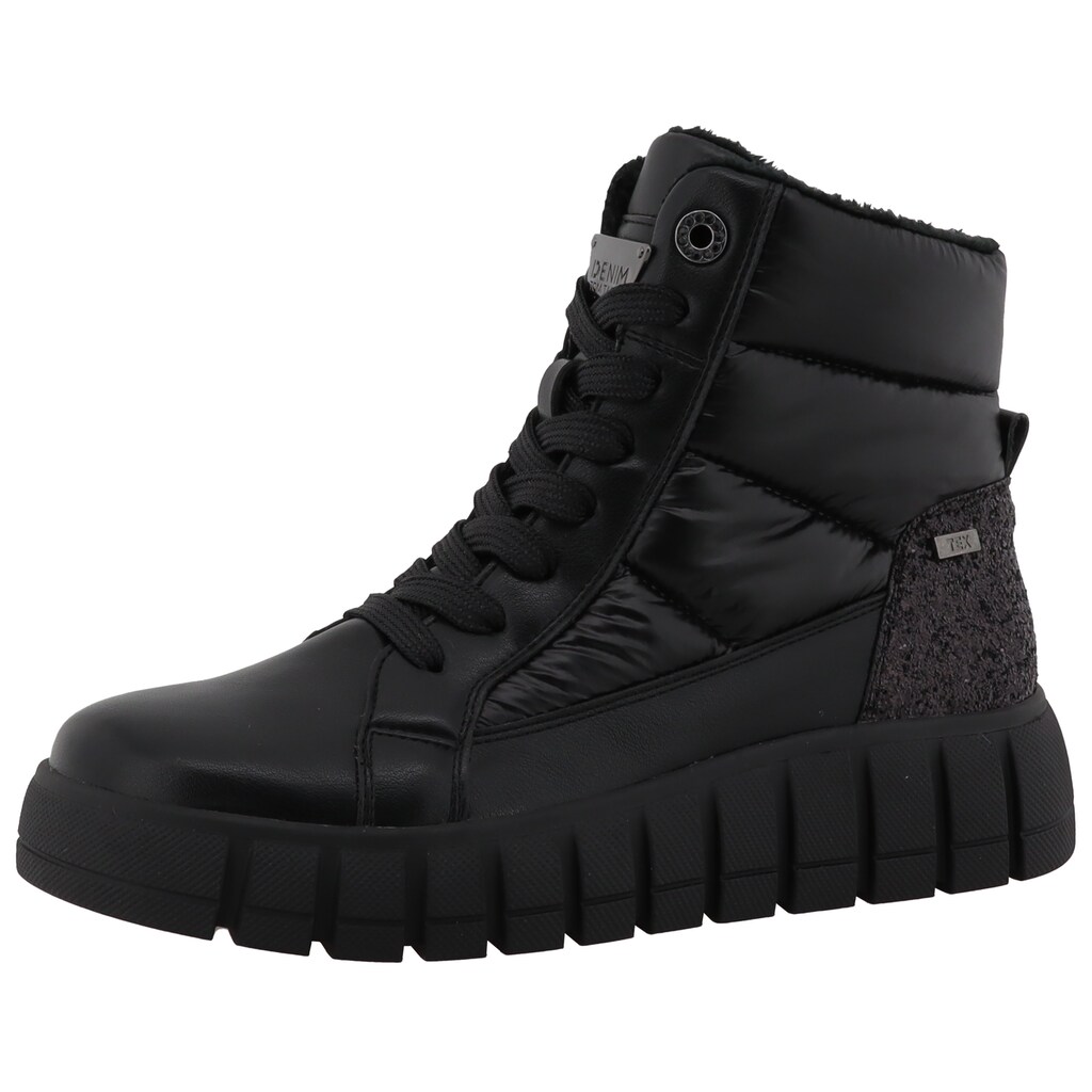 TOM TAILOR Schnürboots Keilabsatz Plateau Schnürstiefelette mit schöner Ziersteppung ▷ für