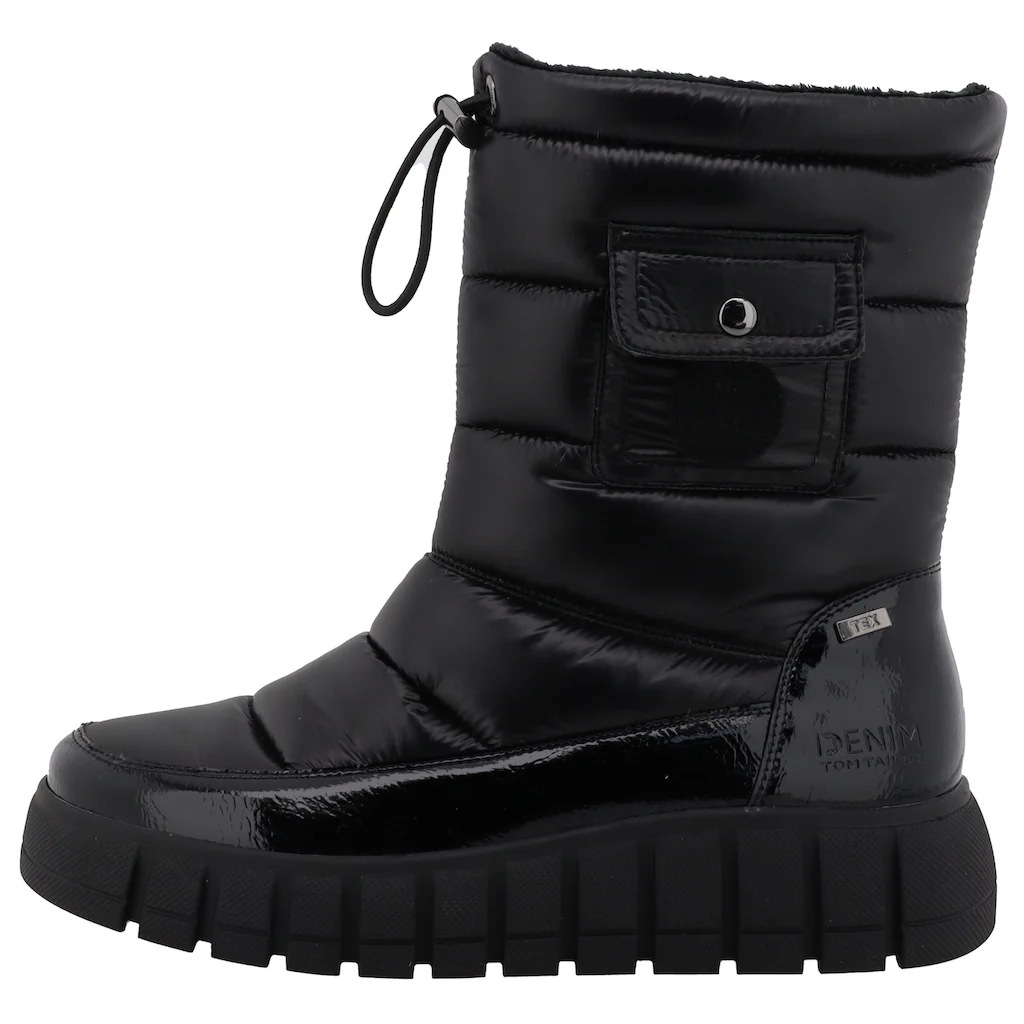 TOM TAILOR Stiefel Keilabsatz Plateau Schneeschuh Boots Mit Praktischem Täschchen