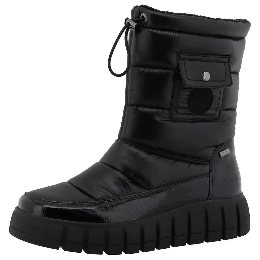 TOM TAILOR Stiefel Keilabsatz Plateau Schneeschuh Boots mit praktischem Täschchen