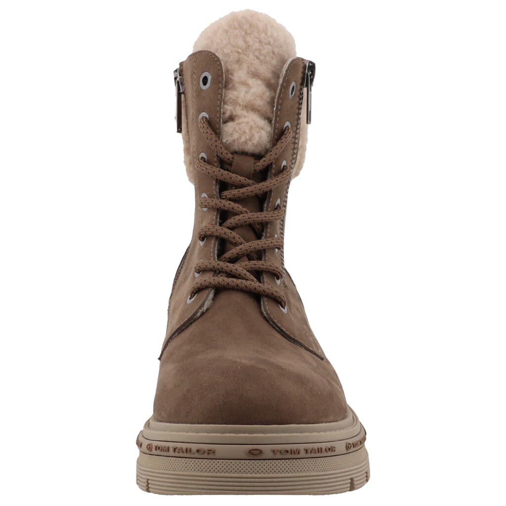 TOM TAILOR Winterboots Blockabsatz Schnürboots Winterstiefelette Mit Warmfutter-Kragen Bestellen