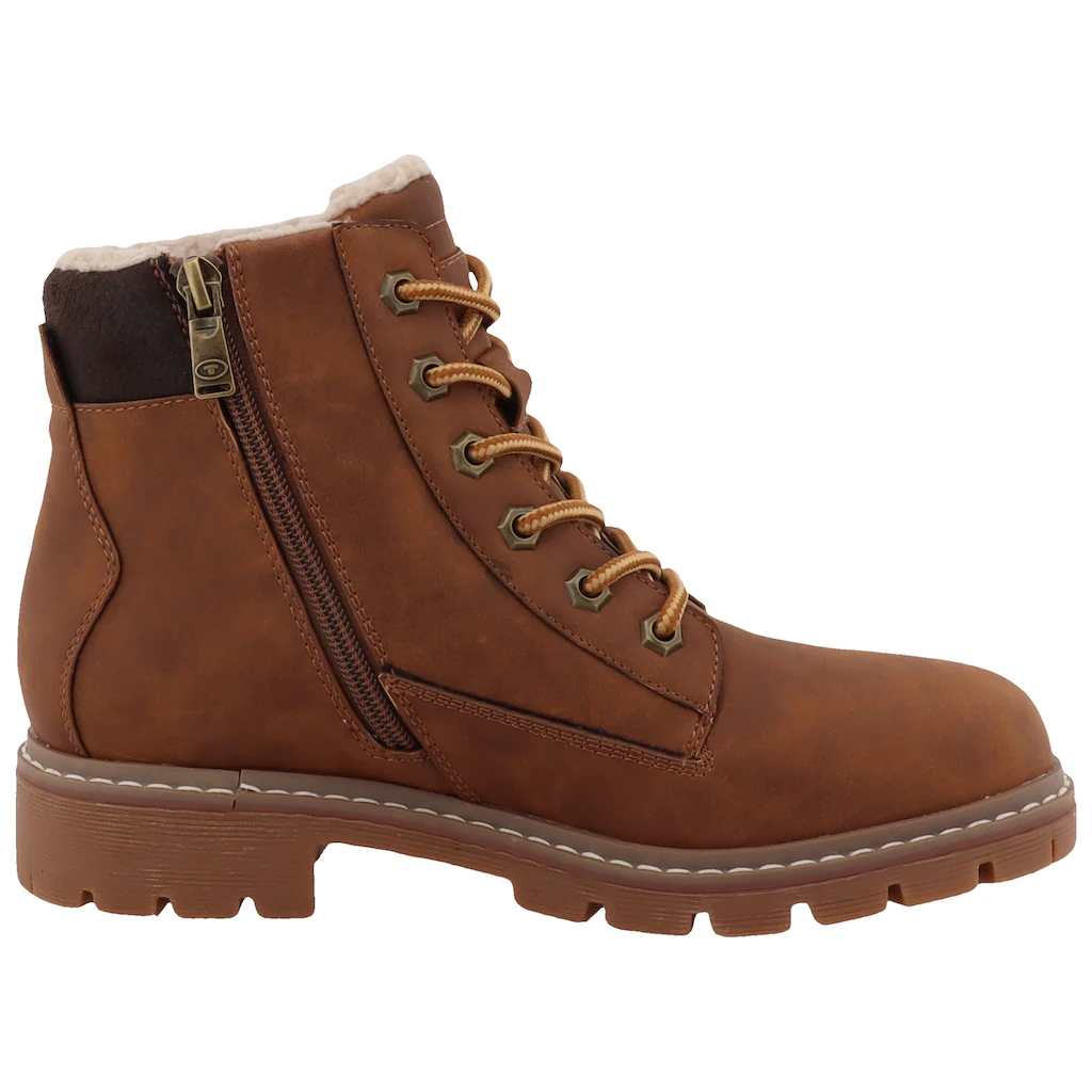 TOM TAILOR Winterboots Blockabsatz Winterstiefelette Schnürboots Mit Logoprägung ▷ Für