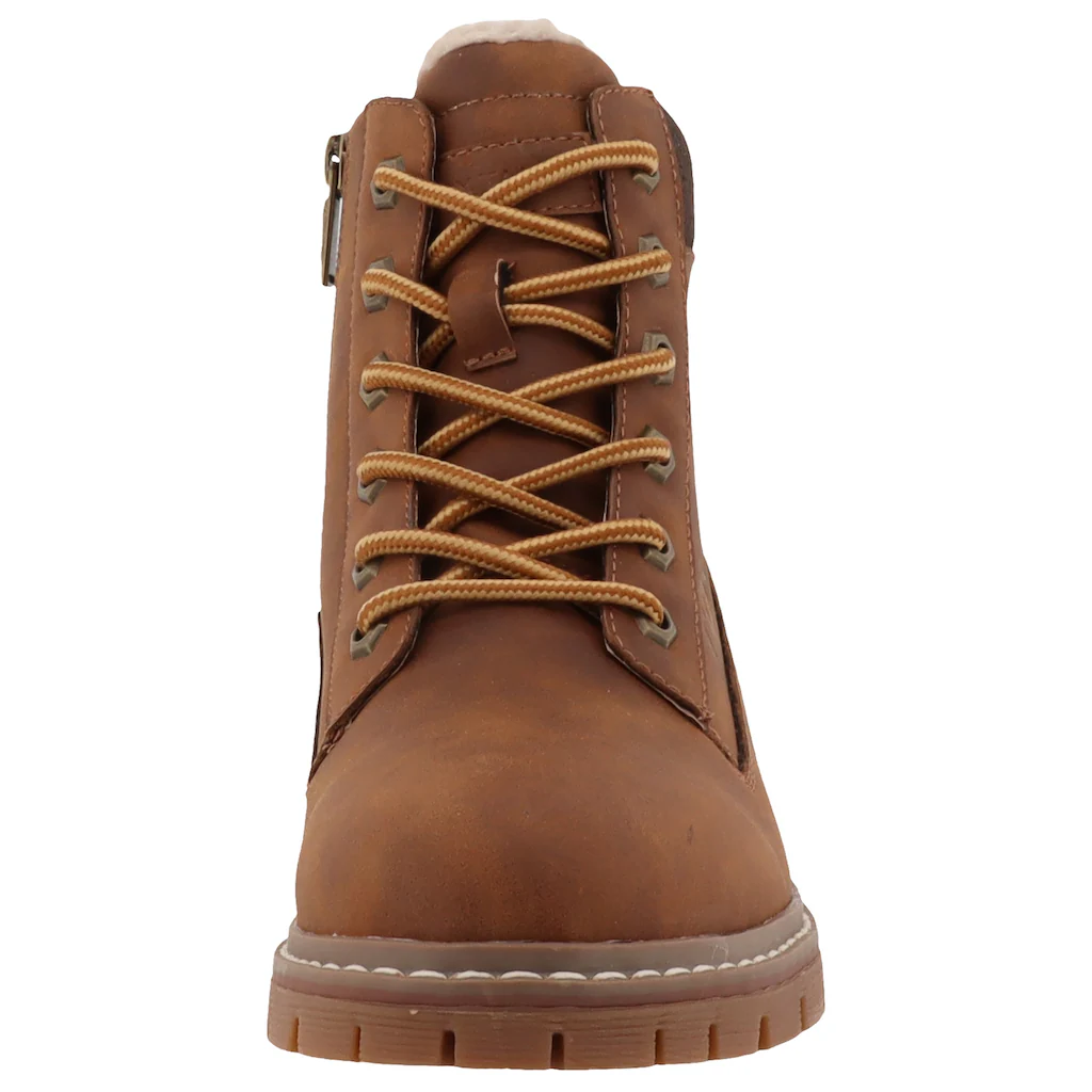 TOM TAILOR Winterboots Blockabsatz Winterstiefelette Schnürboots Mit Logoprägung ▷ Für