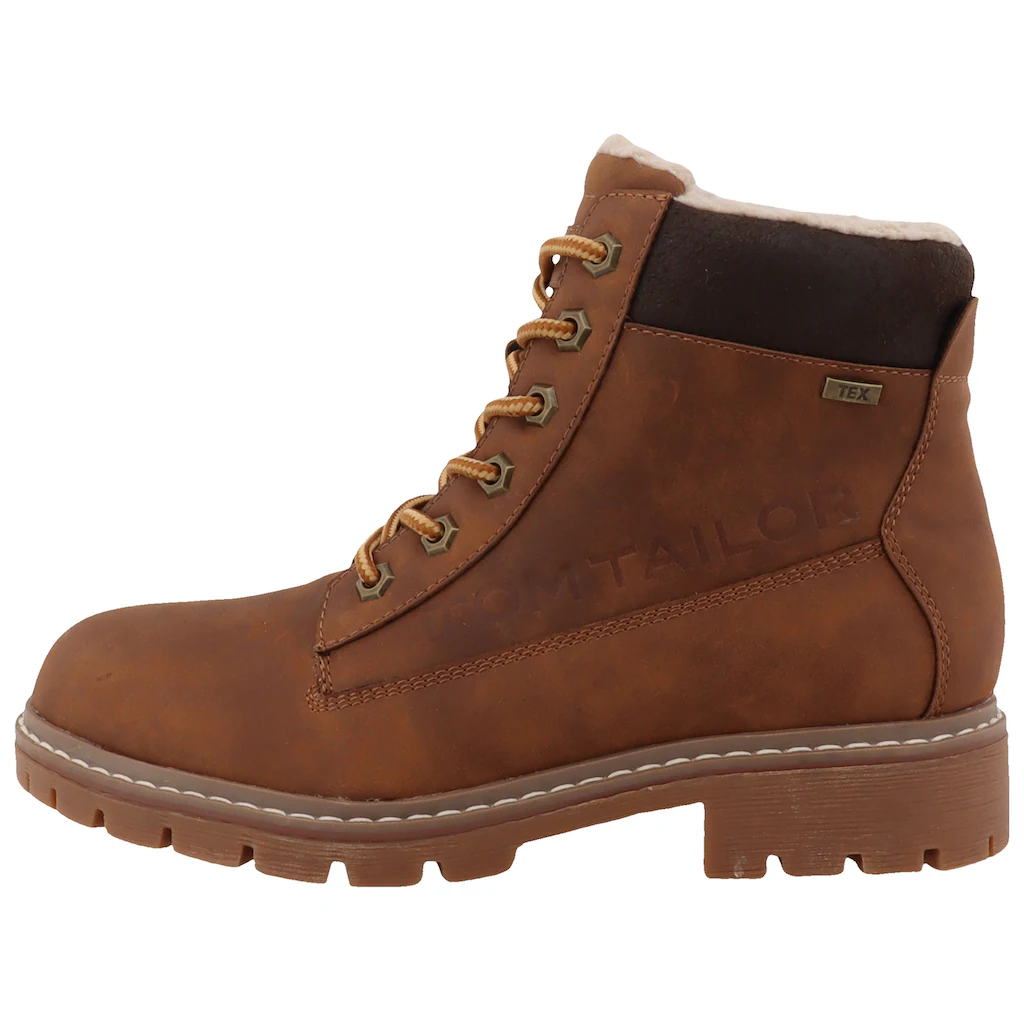 TOM TAILOR Winterboots Blockabsatz Winterstiefelette Schnürboots Mit Logoprägung ▷ Für