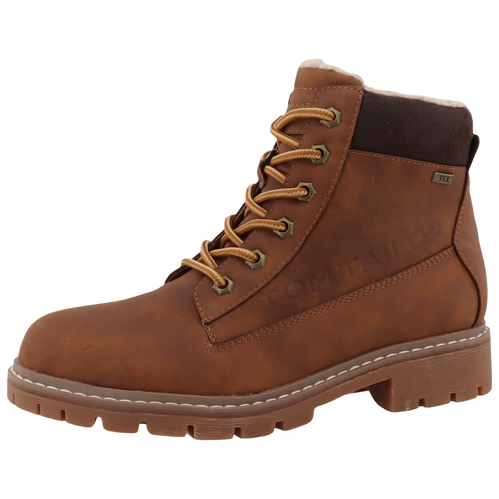 TOM TAILOR Winterboots Blockabsatz Winterstiefelette Schnürboots mit Logoprägung ▷ für