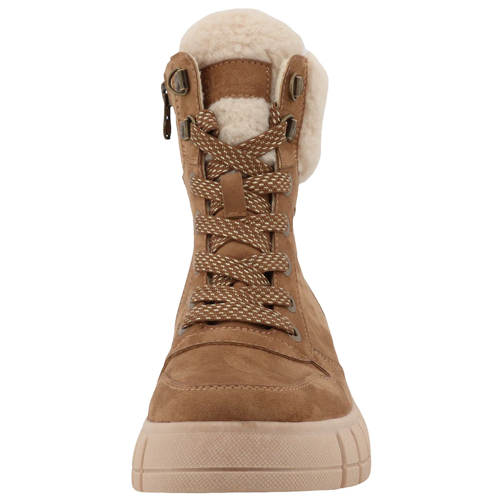 TOM TAILOR Winterboots Keilabsatz Plateau Winterstiefelette Schnürboots Reißverschluss ▷ Für