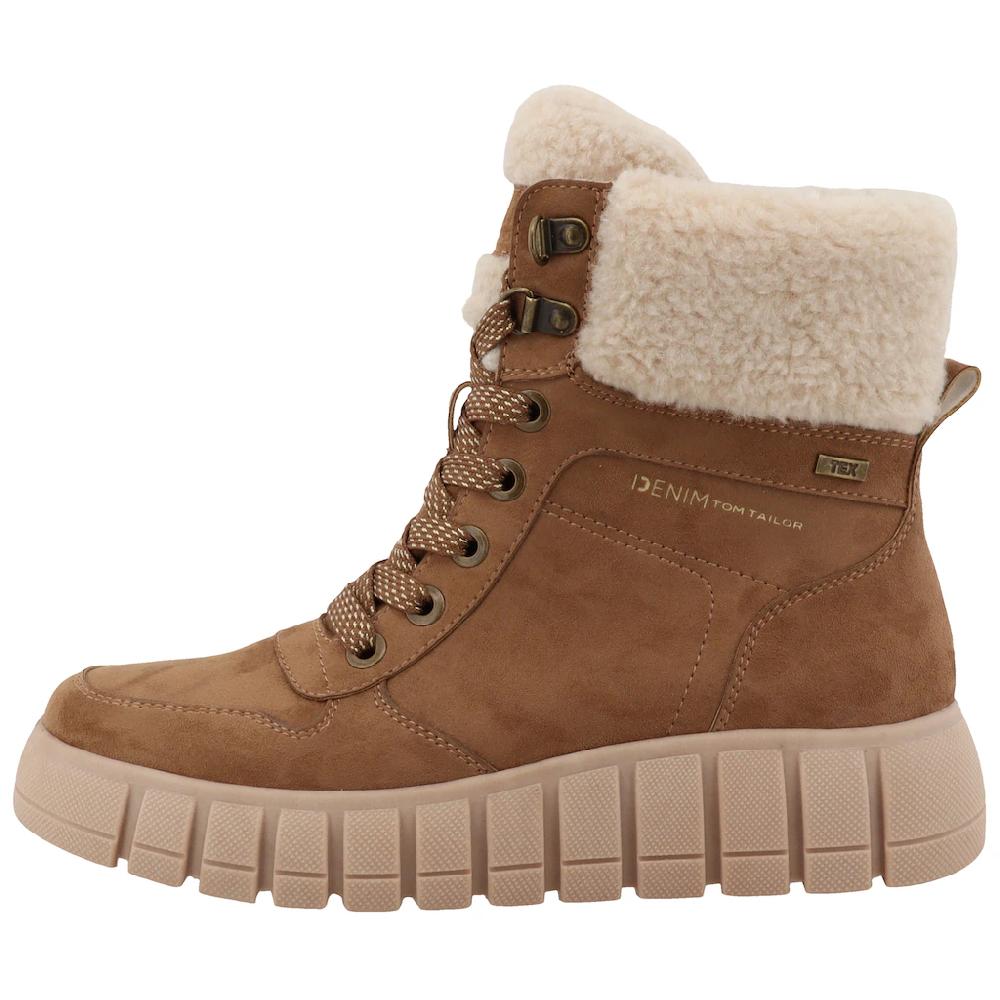 TOM TAILOR Winterboots Keilabsatz Plateau Winterstiefelette Schnürboots Reißverschluss ▷ Für