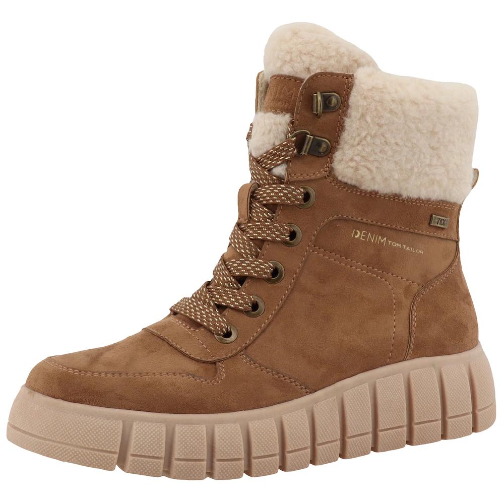 TOM TAILOR Winterboots Keilabsatz Plateau Winterstiefelette Schnürboots Reißverschluss ▷ für