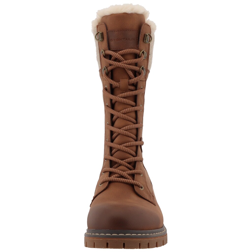 TOM TAILOR Winterstiefel Blockabsatz Winterboots Schnürstiefel Im Modischen Used-Look Kaufen