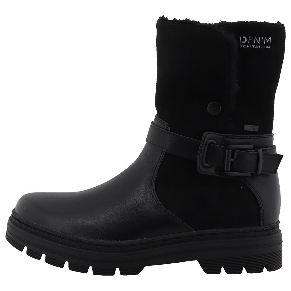 TOM TAILOR Winterstiefelette Blockabsatz Winterboots Stiefelette Mit Zierschnalle ▷ Für