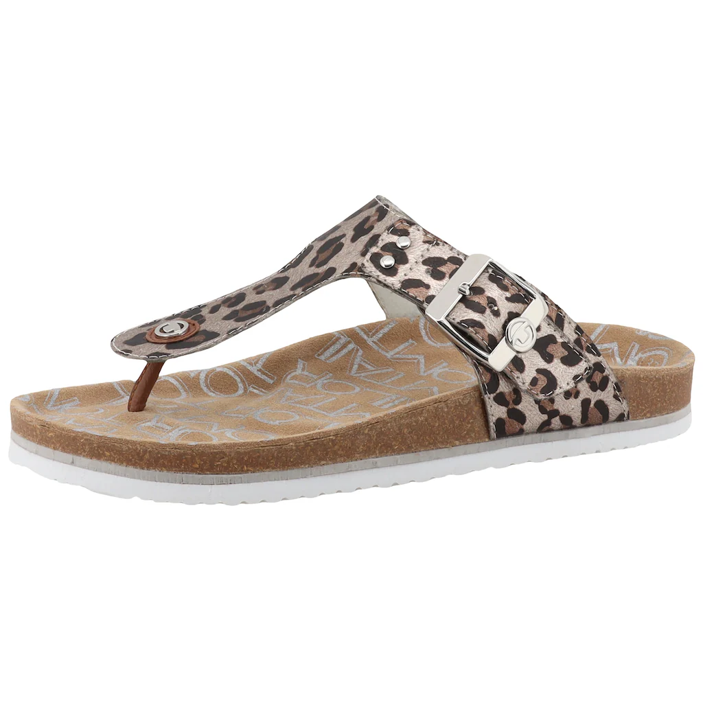 TOM TAILOR Zehentrenner Sommerschuh Dianette Flats in Leo Optik