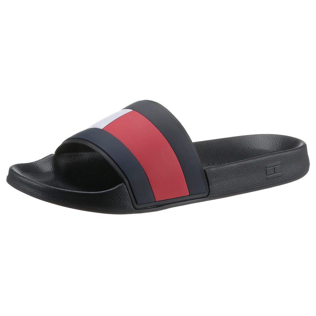 Tommy Hilfiger Badepantolette »RUBBER TH FLAG POOL SLIDE« Sommerschuh Poolslides Schlappen für Bad und Strand ▷ für
