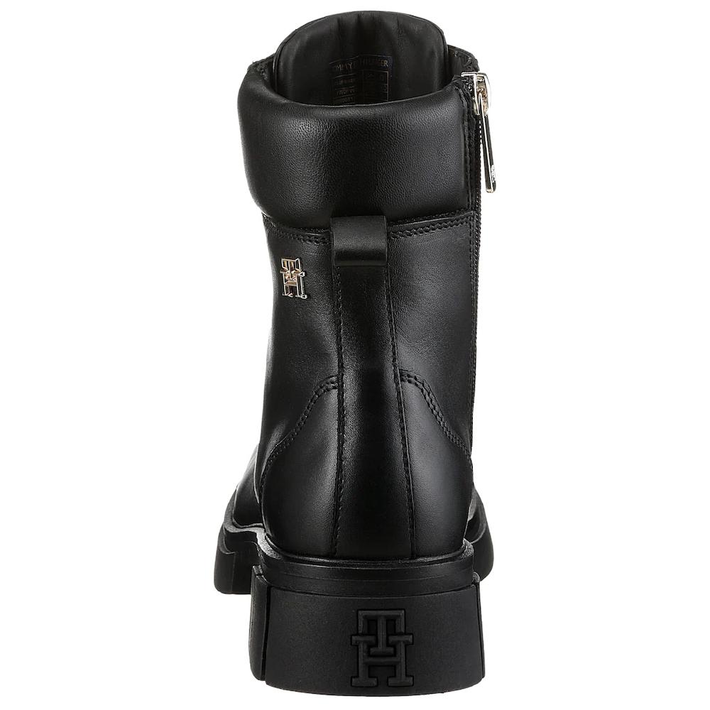 Tommy Hilfiger Bikerboots »LACE-UP BIKER LEATHER« Blockabsatz Schnürboots Stiefelette Mit Gepolstertem Schaftrand Online Kaufen