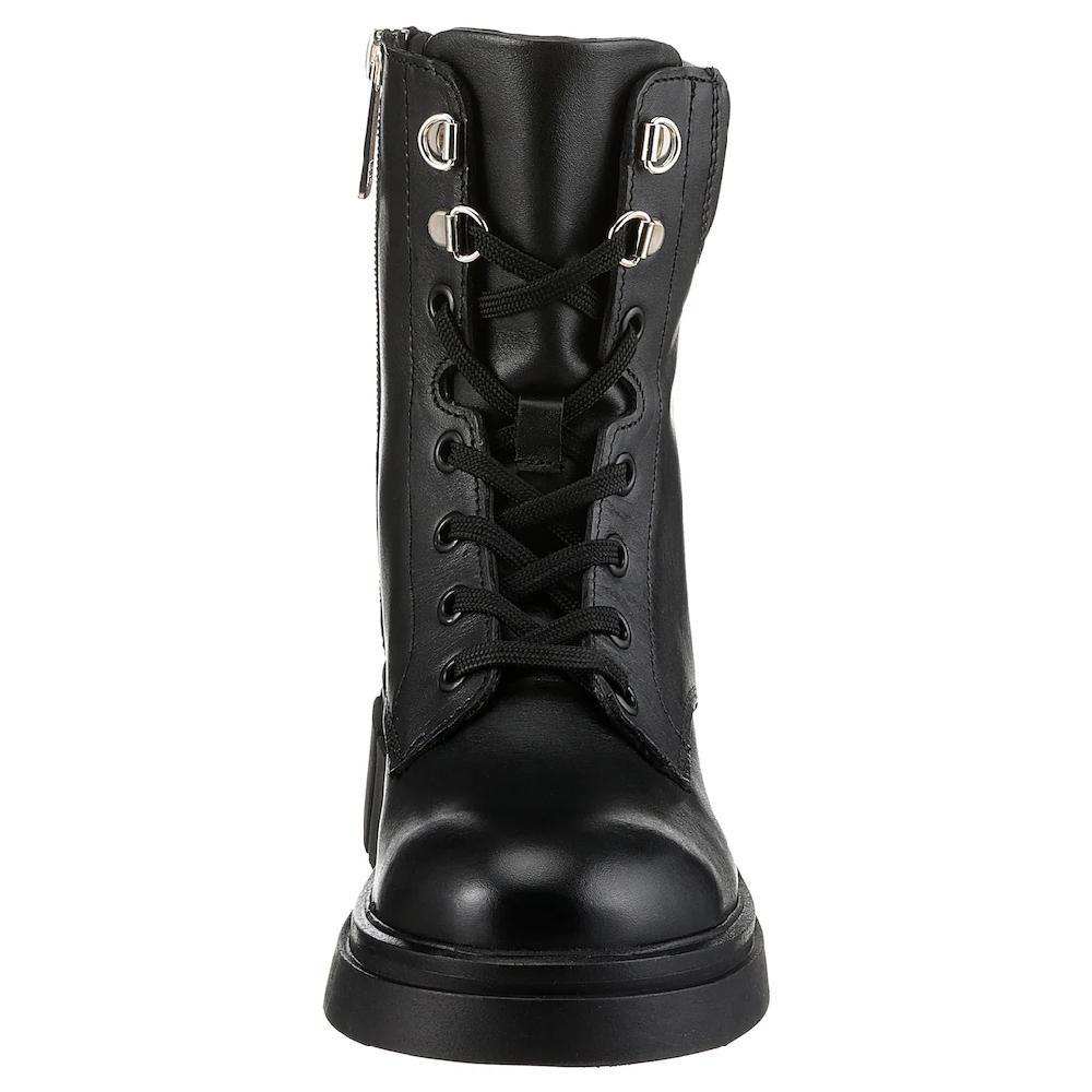 Tommy Hilfiger Bikerboots »LACE-UP BIKER LEATHER« Blockabsatz Schnürboots Stiefelette Mit Gepolstertem Schaftrand Online Kaufen