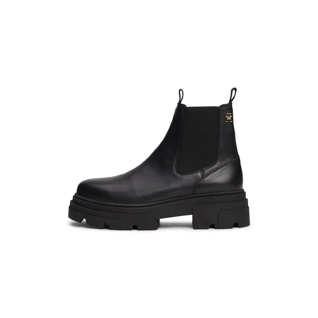 Tommy Hilfiger Chelseaboots »COMBAT LEATHER LOW CHELSEA« Blockabsatz Stiefelette Chunky Boots mit zwei Anziehlaschen online kaufen