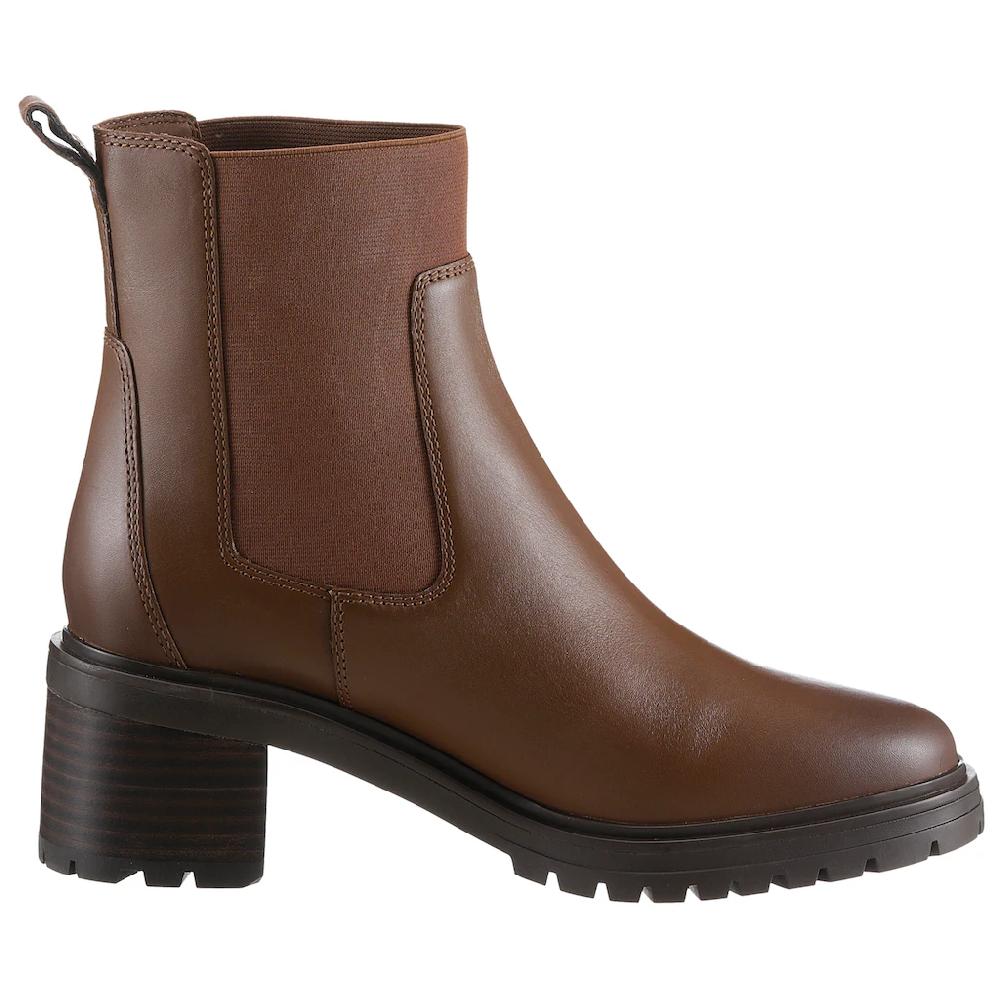Tommy Hilfiger Chelseaboots »FLAG MID HEEL LEATHER CHELSEA« Blockabsatz Stiefelette Schlupfboots Mit Seitlicher Logoflag Online Kaufen