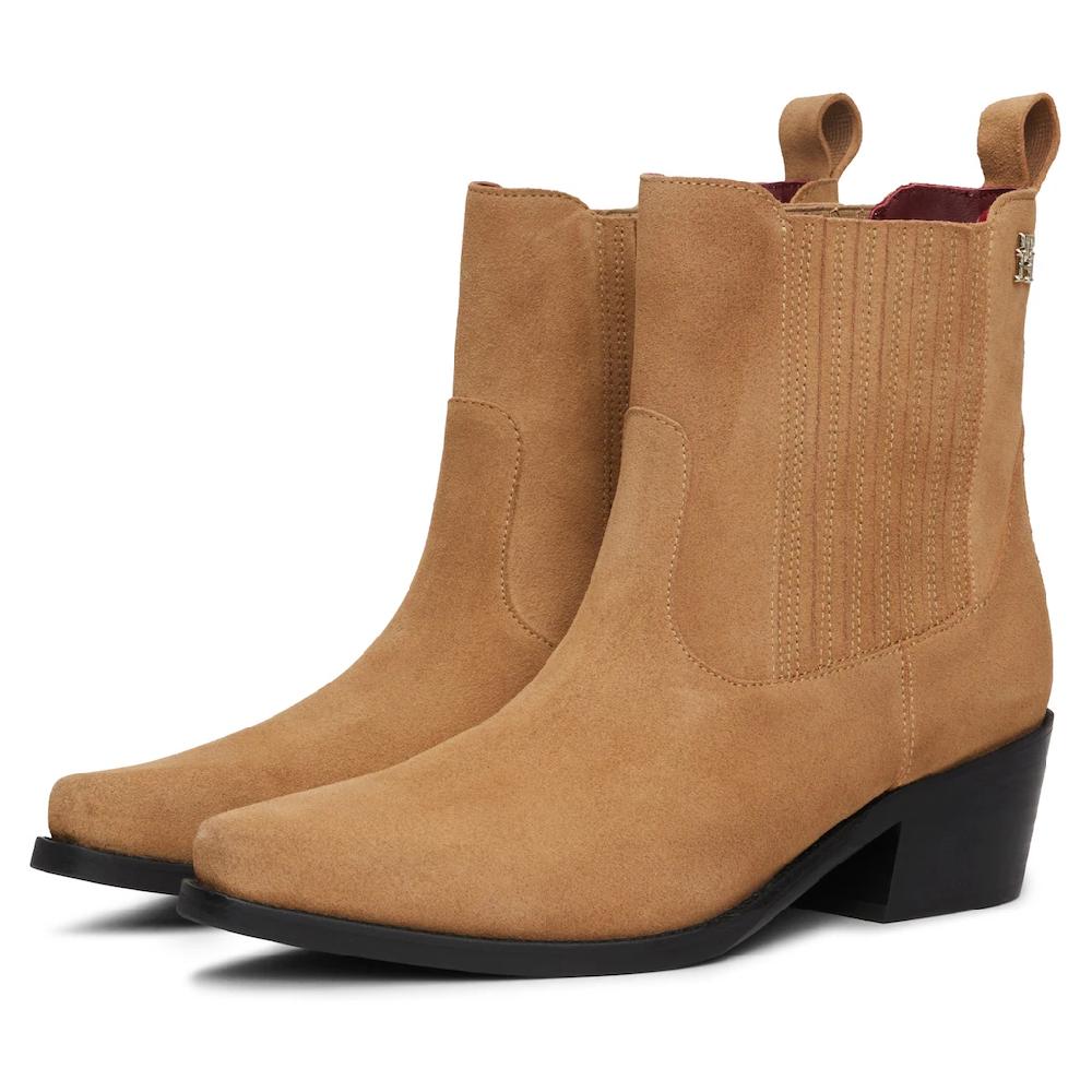 Tommy Hilfiger Cowboy Stiefelette »TH SUEDE COWBOY BOOT« Blockabsatz Westernstiefelette Stiefelette Boots In Spitzer Form Bestellen
