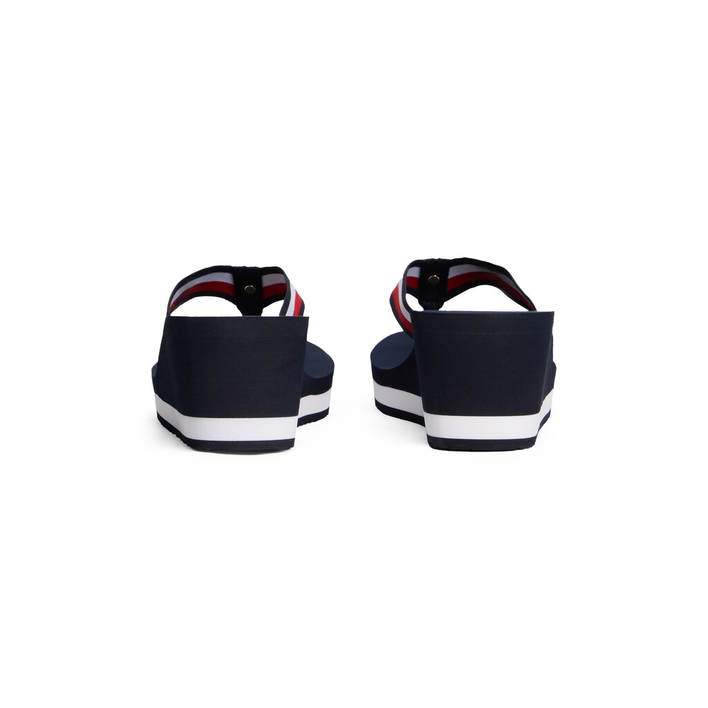 Tommy Hilfiger Dianette »TH CORPORATE WEDGE BEACH SANDAL« Keilabsatz Sommerschuh Zehentrenner Mit Gestreiften Bandagen