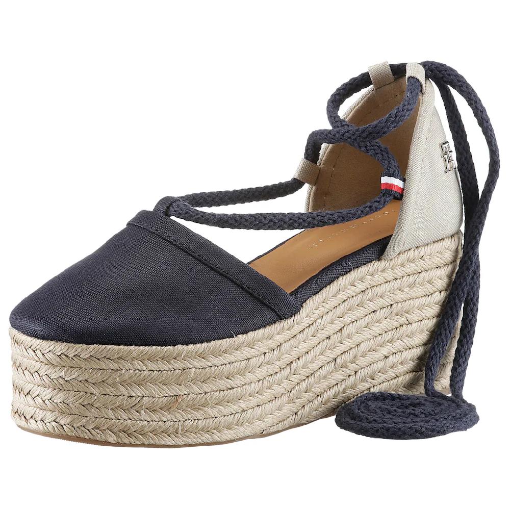 Tommy Hilfiger Espadrille »CLOSED TOE LINEN FLATFORM« Sommerschuh Keilabsatz mit schöner Fesselschnürung online kaufen