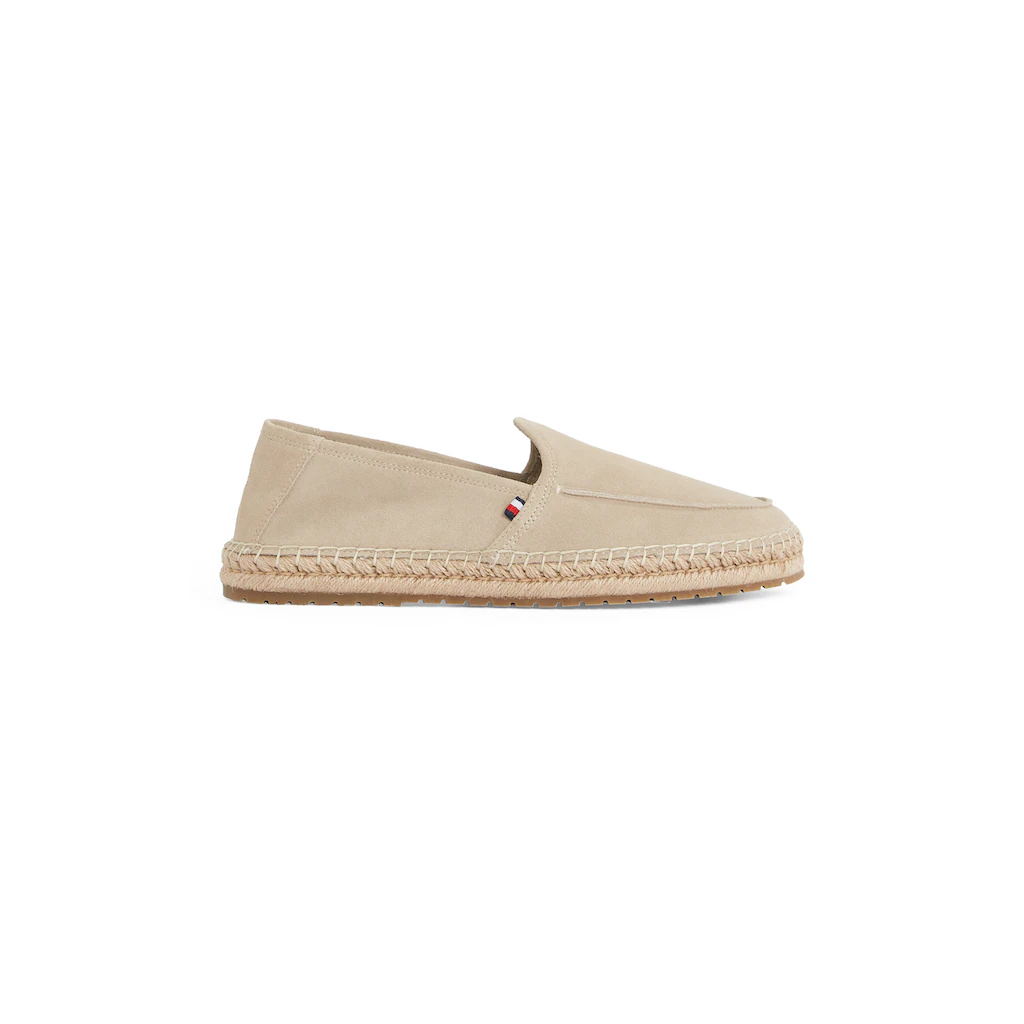 Tommy Hilfiger Espadrille »HILFIGER FLEX ESPA SUEDE LOAFER« Sommerschuh Schlupfschuh Slipper Mit Bastbezug Am Plateau