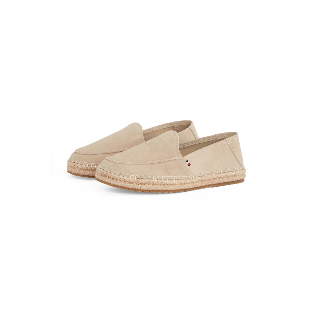 Tommy Hilfiger Espadrille »HILFIGER FLEX ESPA SUEDE LOAFER« Sommerschuh Schlupfschuh Slipper mit Bastbezug am Plateau