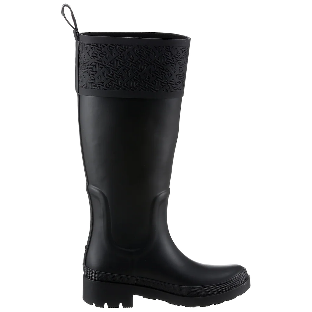 Tommy Hilfiger Gummistiefel »RUBBER LONG BOOT MONOGRAM« Blockabsatz Schlupfstiefel Outdoorstiefel Monogramm-Print ▷ Für