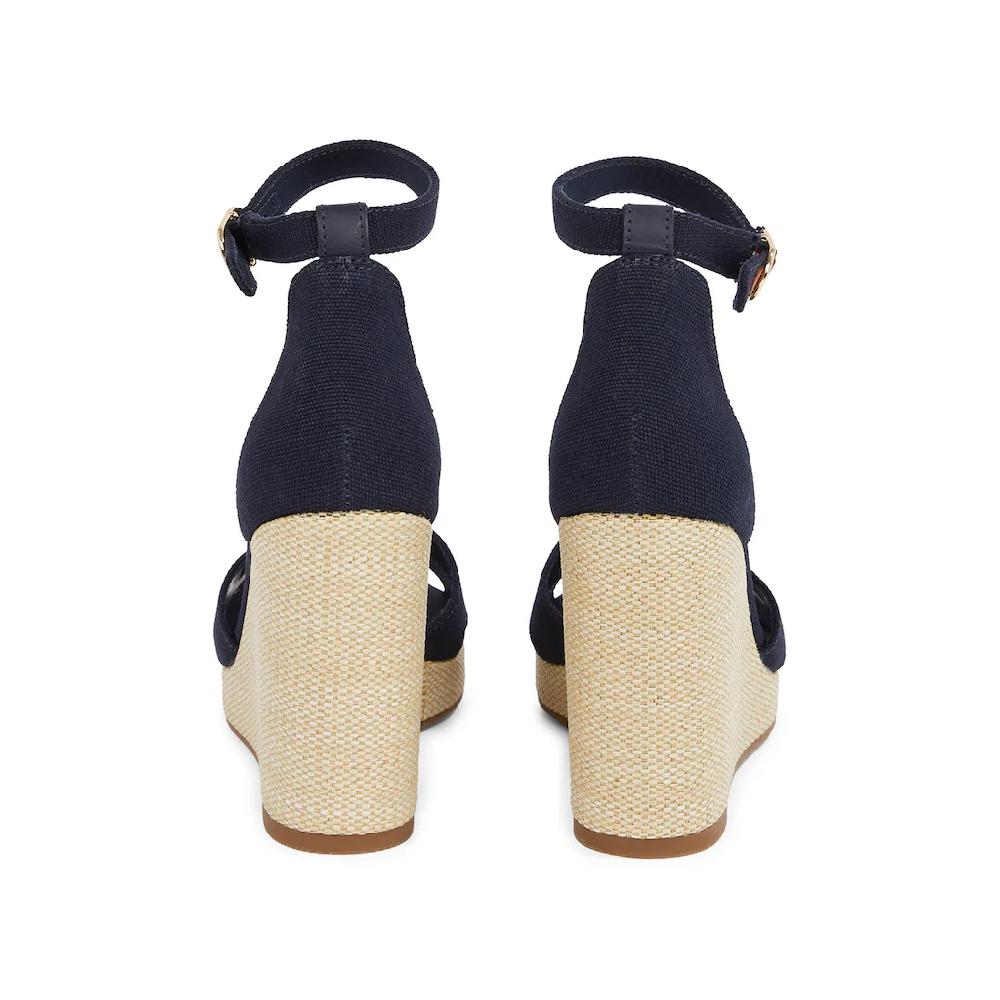 Tommy Hilfiger High-Heel-Sandalette »FLAG HIGH WEDGE ESPAD CRISSCROSS« Riemchensandale Sommerschuh Keilsandalette Verstellbarer Schnalle