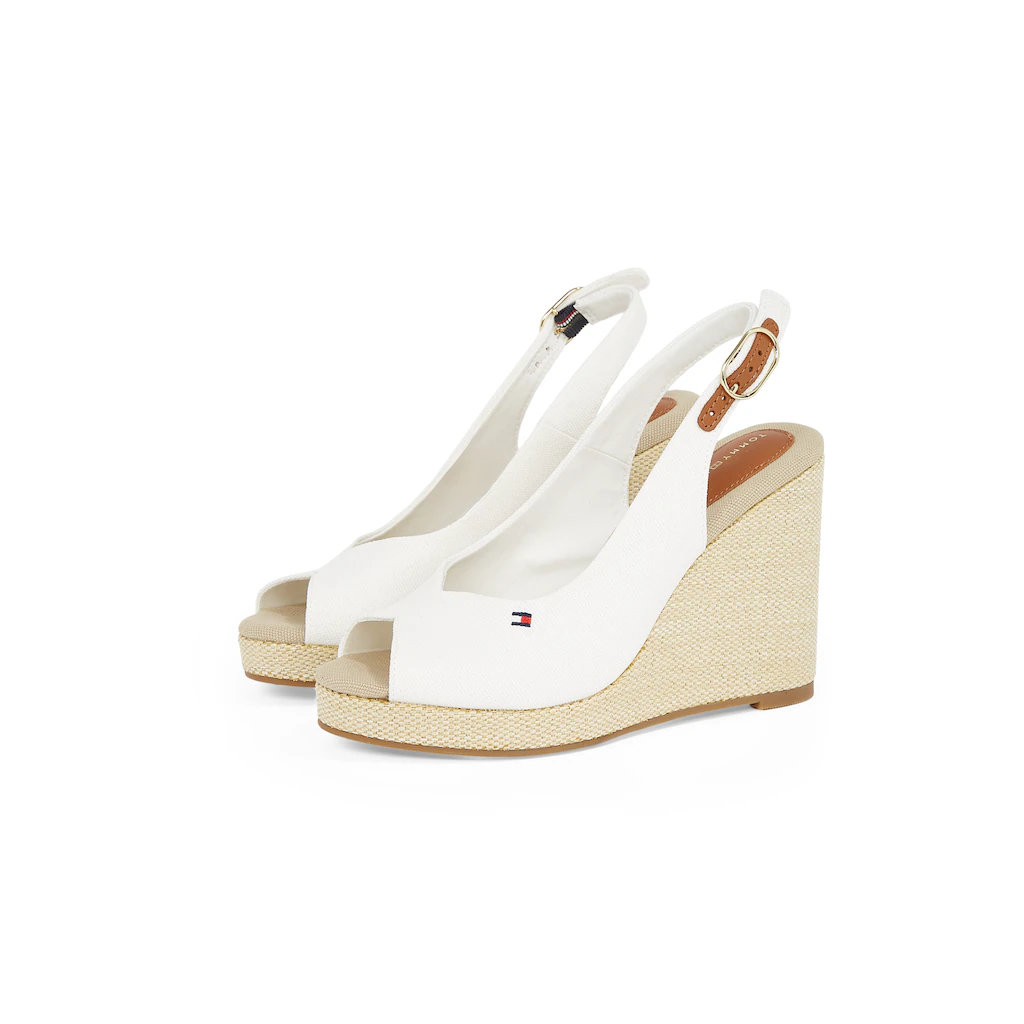 Tommy Hilfiger High-Heel-Sandalette »FLAG HIGH WEDGE ESPAD SLINGBACK« Sommerschuh Partyschuh Keilsandalette dezente Flaggen-Stickerei