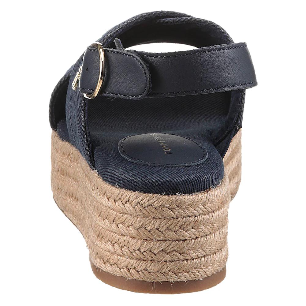 Tommy Hilfiger Keilsandalette »DENIM ESPADRILLE PLATFORM SANDAL« Plateau Riemchensandale Sommerschuh Mit Verstellbarer Schnalle