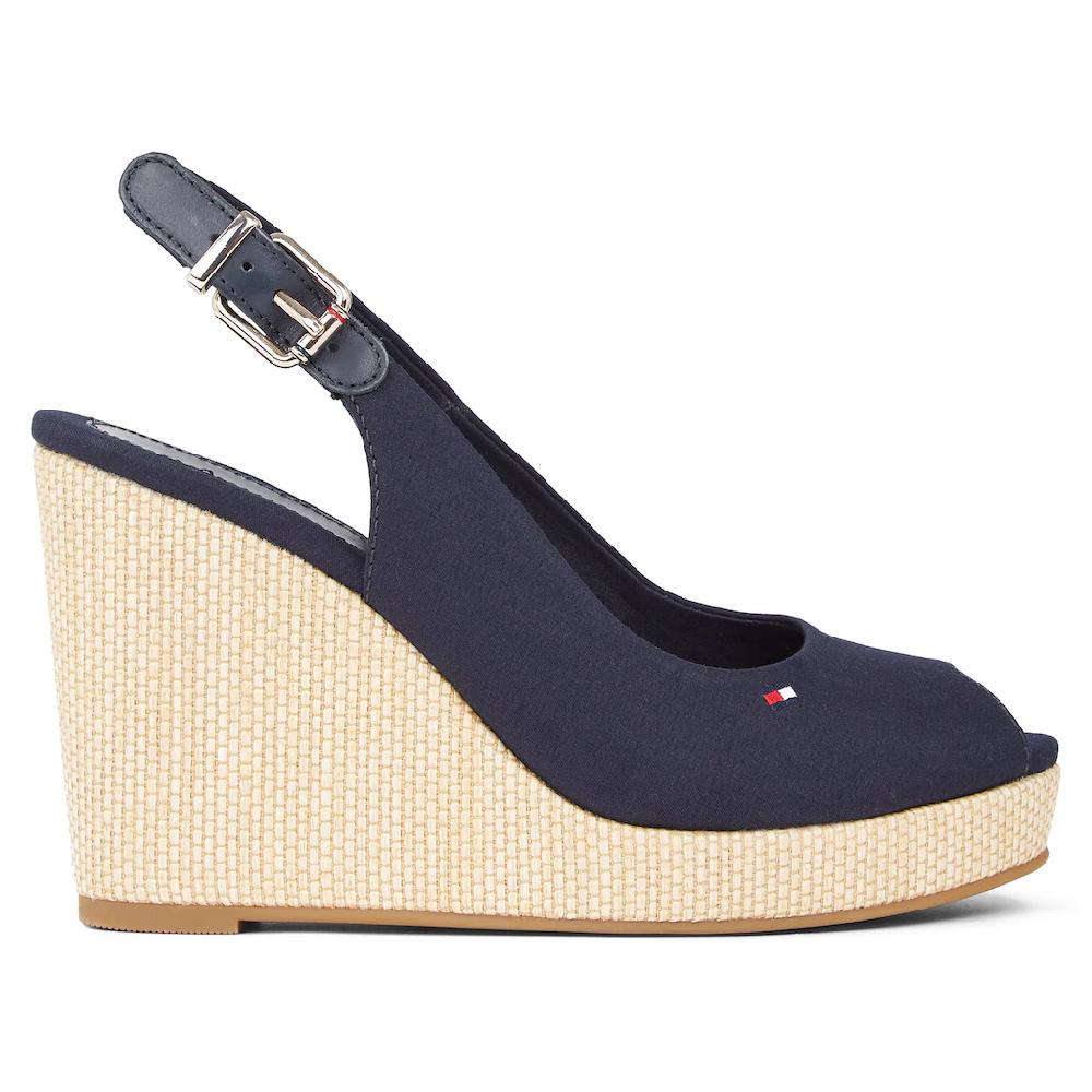 Tommy Hilfiger Keilsandalette »ICONIC ELENA SLING BACK WEDGE« Sommerschuh Sandale Keilabsatz mit verstellbarer Schnalle ▷ für