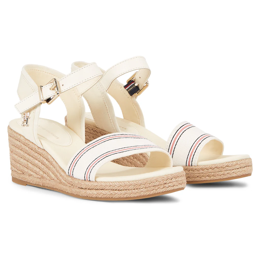Tommy Hilfiger Keilsandalette »SHIRTING WEDGE SANDAL« Sommerschuh Sandale Keilabsatz Mit Verstellbarer Schnalle