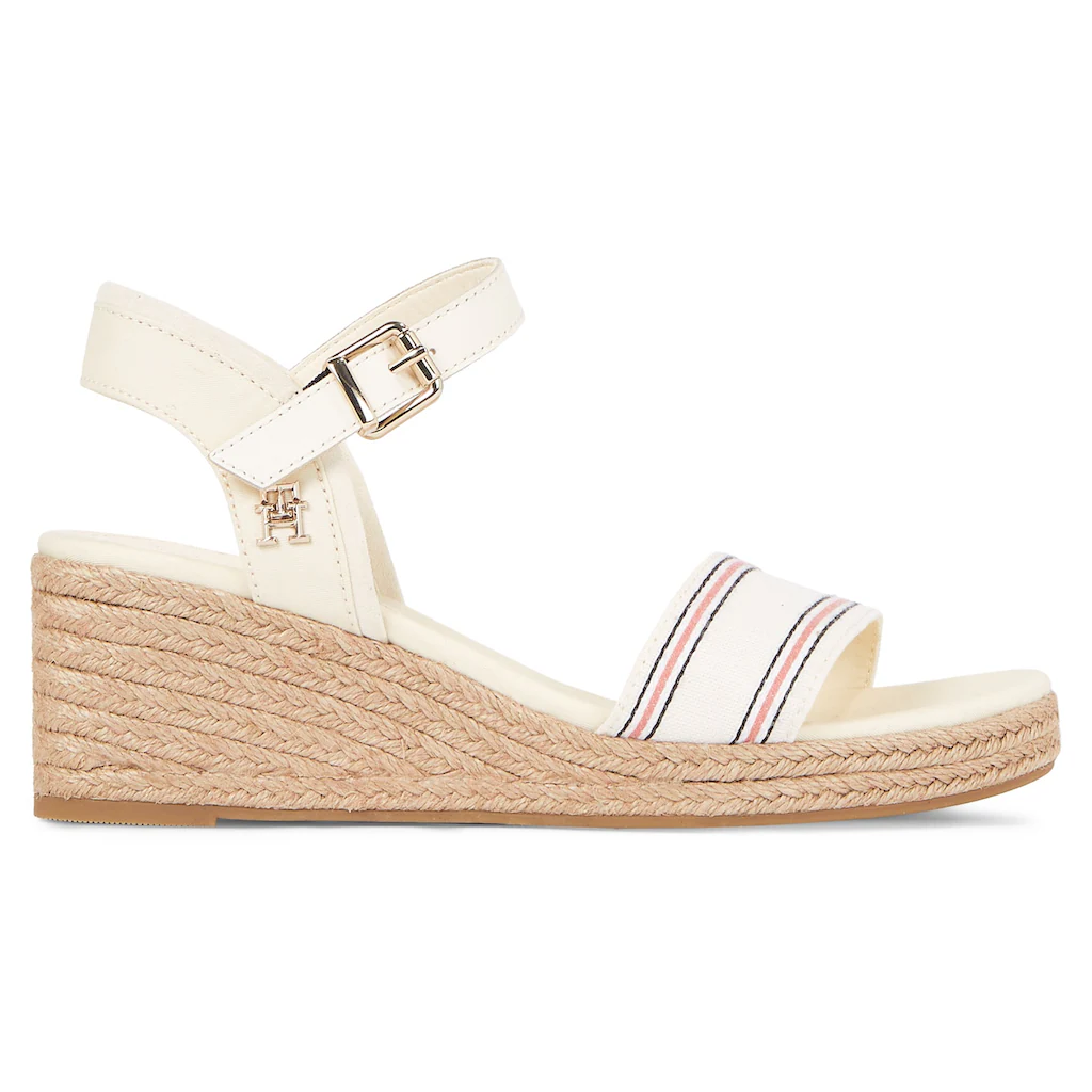 Tommy Hilfiger Keilsandalette »SHIRTING WEDGE SANDAL« Sommerschuh Sandale Keilabsatz mit verstellbarer Schnalle