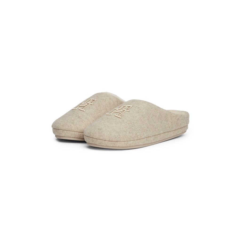 Tommy Hilfiger Pantoffel »TH EMBROIDERED BASICS SLIPPER« Casualmode Hausschuh Schlupfschuh Mit Besticktem TH-Logo Kaufen