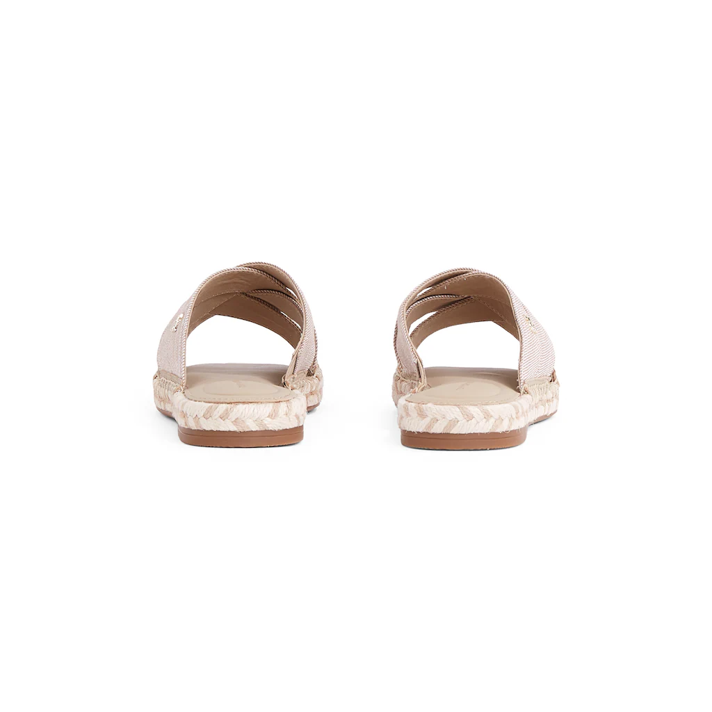 Tommy Hilfiger Pantolette »CHAMBRAY ESPADRILLE MULE« Plateau Sommermode Flats Schlüpfschuh Mit Bandagen In Flechtoptik