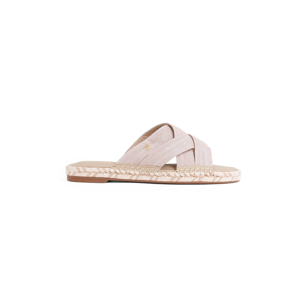 Tommy Hilfiger Pantolette »CHAMBRAY ESPADRILLE MULE« Plateau Sommermode Flats Schlüpfschuh Mit Bandagen In Flechtoptik