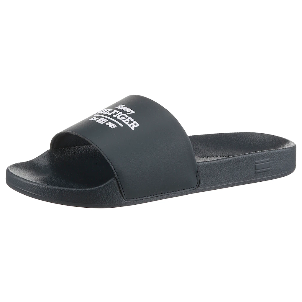 Tommy Hilfiger Pantolette »EMBROID HILFIGER 85 POOL SLIDE« Sommerschuh Schlappen Badeschuh mit Logostickerei online kaufen