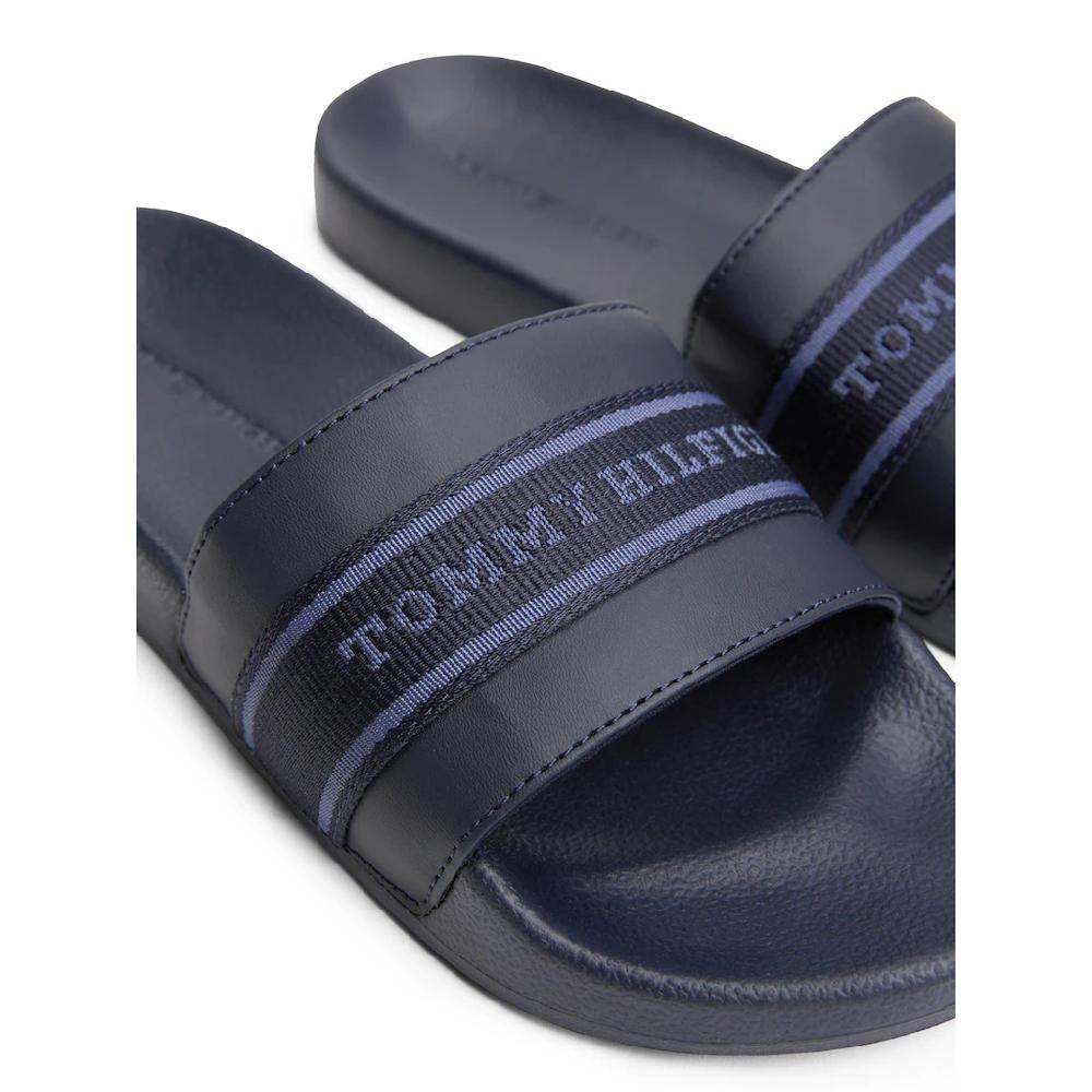 Tommy Hilfiger Pantolette »HILFIGER POOLSIDE WITH WEBBING« Plateau Sommermode Bequemschuh Flats Mit Textilband