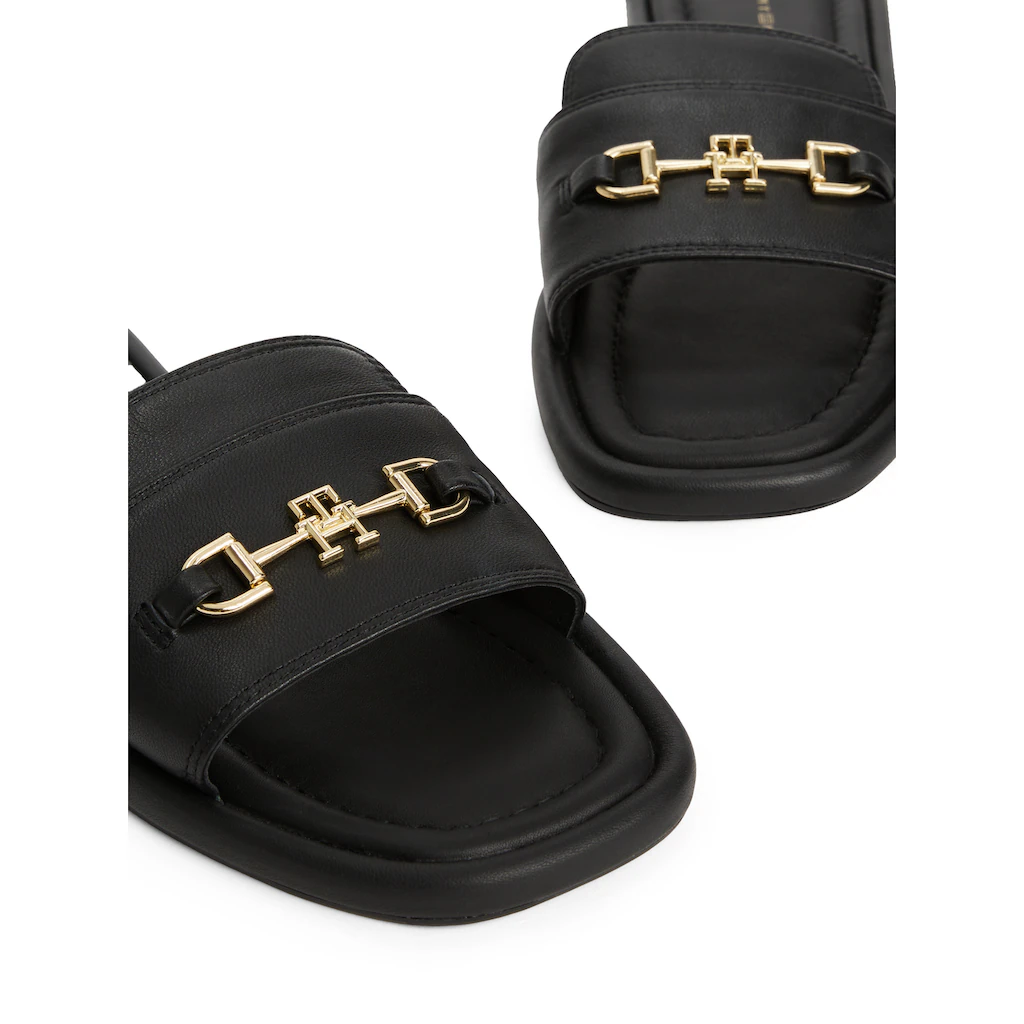 Tommy Hilfiger Pantolette »LEATHER HORSEBIT MULE« Flats Sommerschuh Bequemschuh Mit Goldfarbener Zierspange Bestellen