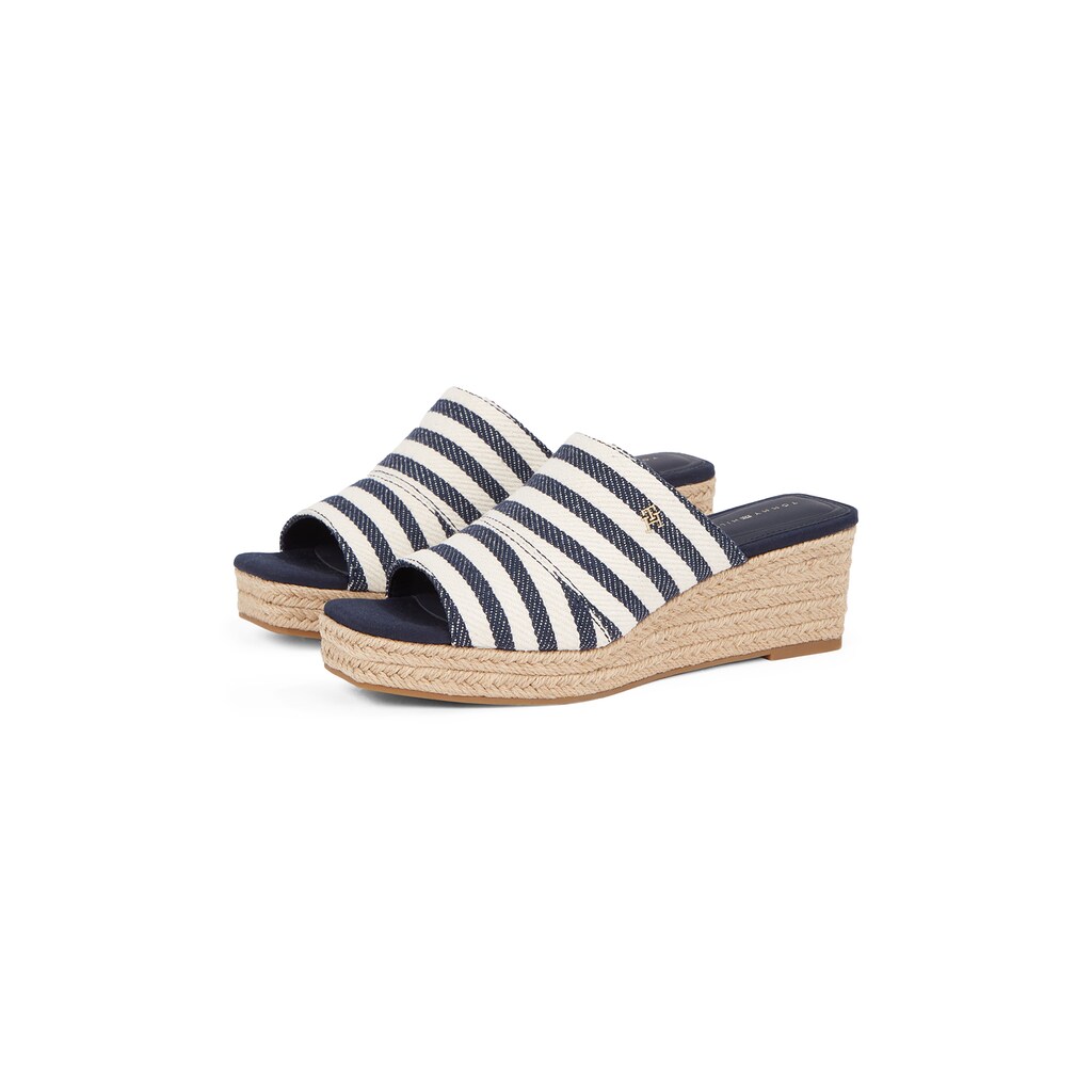 Tommy Hilfiger Pantolette »NAUTICAL STRIPES ESPADRILLE MULE« Keilabsatz Sommerschuh Im Modischen Streifen-Look