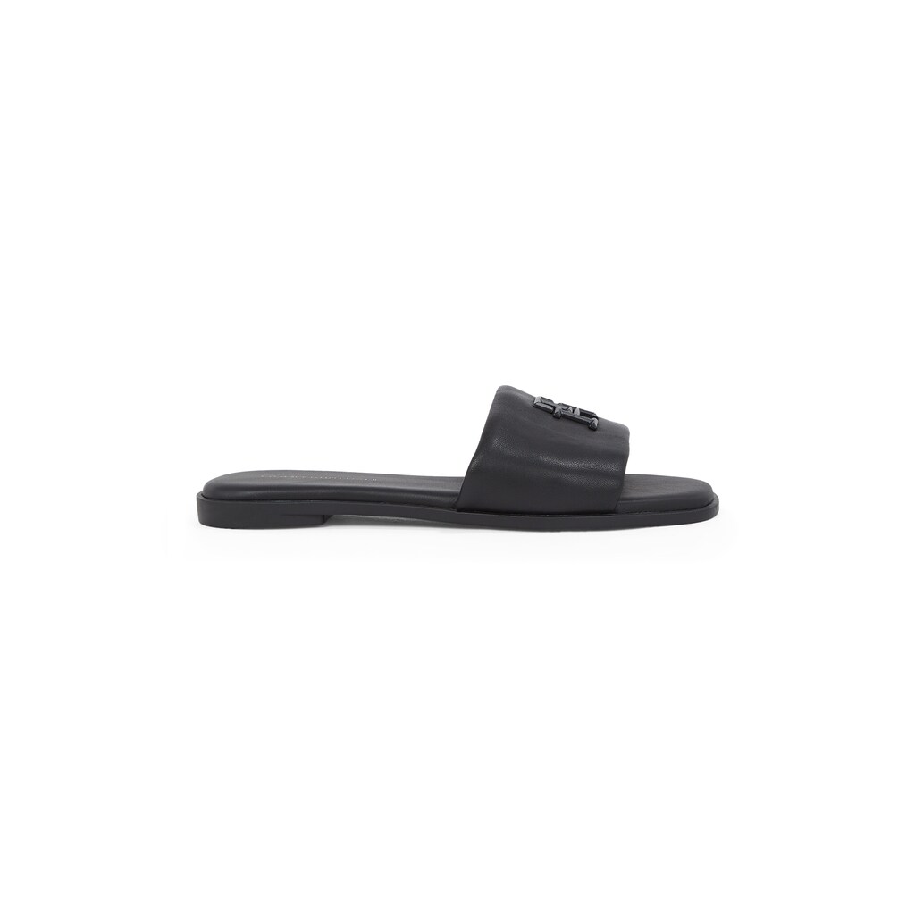 Tommy Hilfiger Pantolette »TH LOGO HARDWARE LEATHER MULE« Sommerschuh Flats Bequemschuh Mit TH-Logo