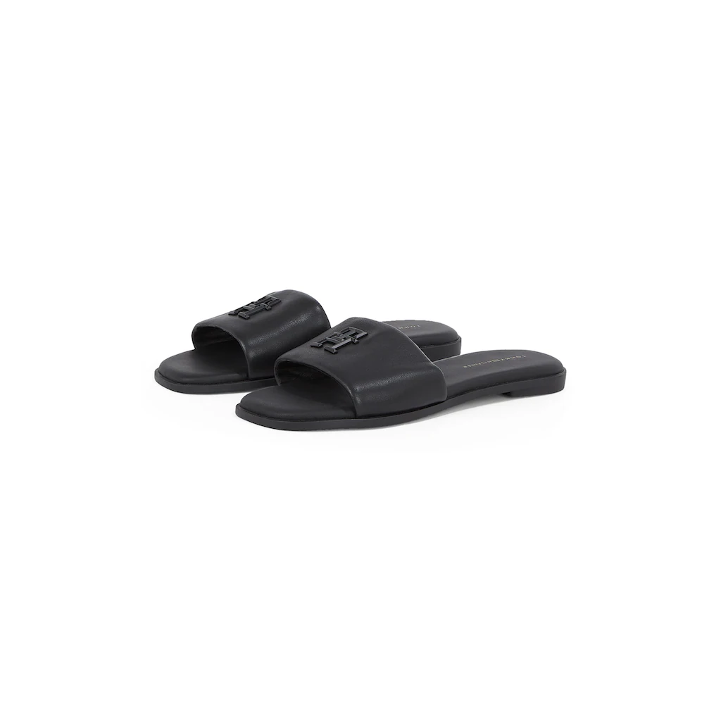 Tommy Hilfiger Pantolette »TH LOGO HARDWARE LEATHER MULE« Sommerschuh Flats Bequemschuh mit TH-Logo