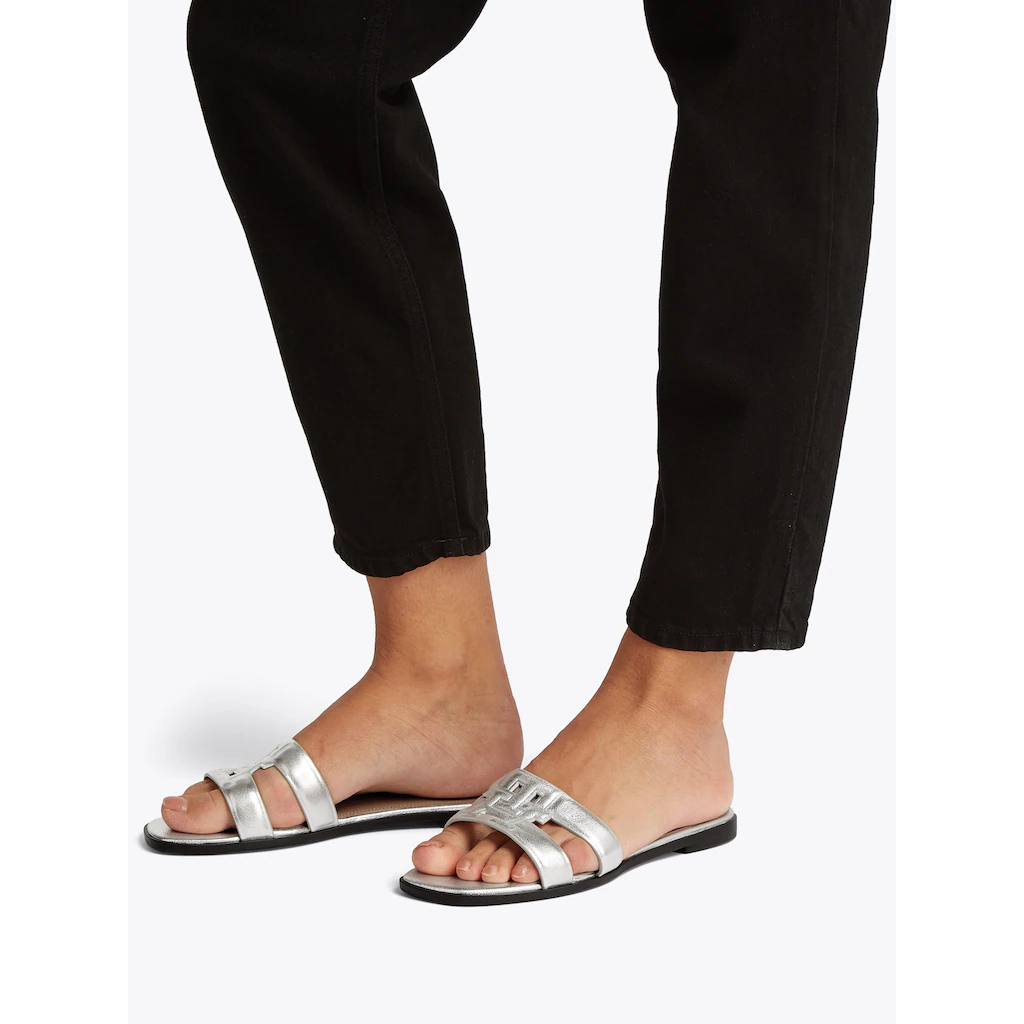 Tommy Hilfiger Pantolette »TH LOGO STRAP METALLIC MULE« Blockabsatz Sommerschuh Flats Bequemschuh Mit TH-Logo