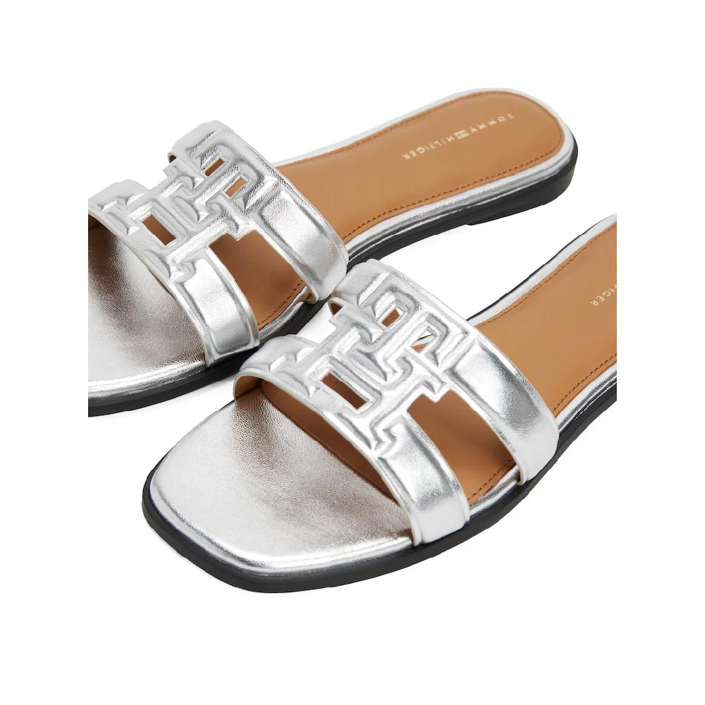 Tommy Hilfiger Pantolette »TH LOGO STRAP METALLIC MULE« Blockabsatz Sommerschuh Flats Bequemschuh Mit TH-Logo